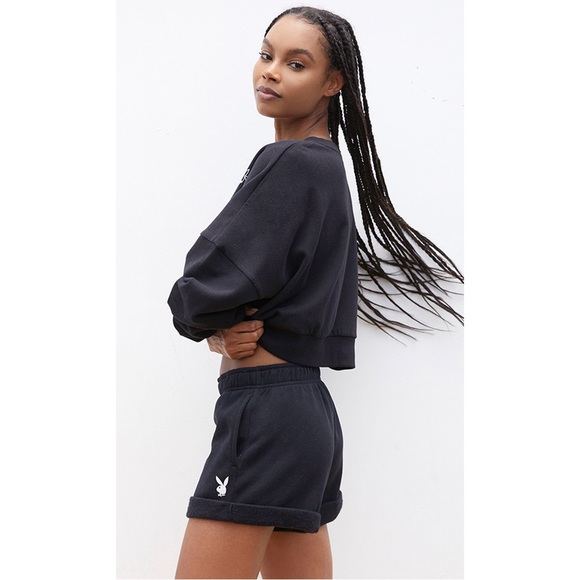 Playboy By PacSun Bunny Rolled Sweat Shorts - Picture 3 of 5